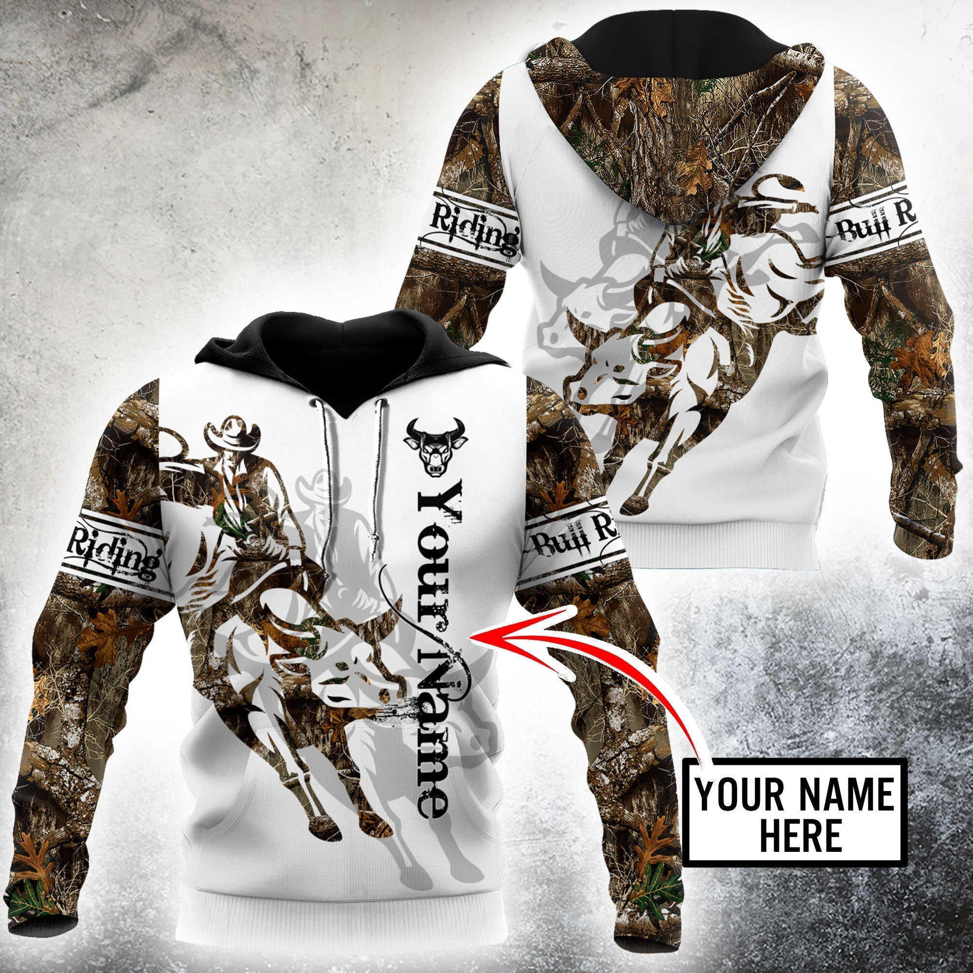 Personalized Name Bull Riding Hoodie - Bull Riding Apparel Tattoo Ver ...