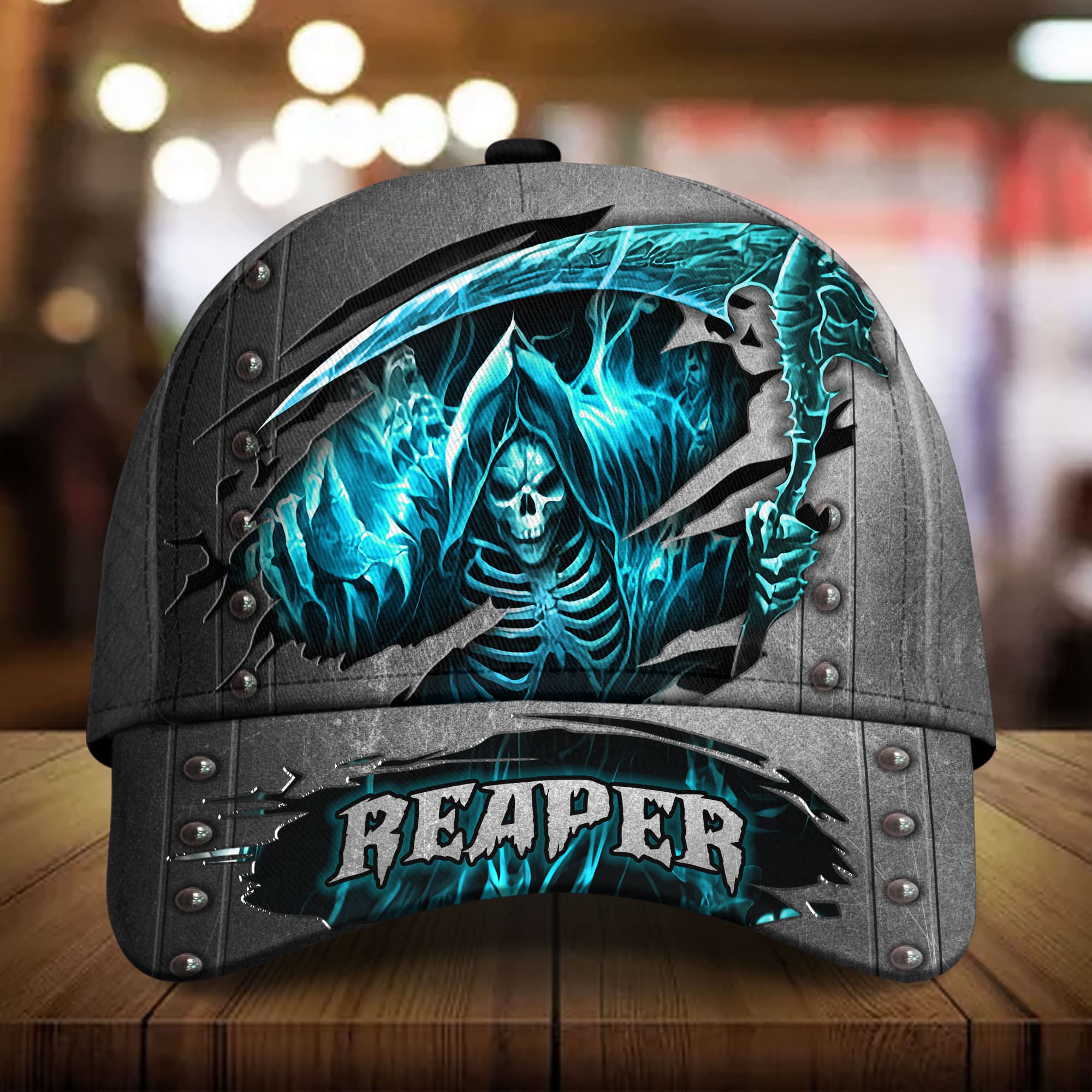 Premium Cool Skull Reaper Art 3D Hat Multicolored