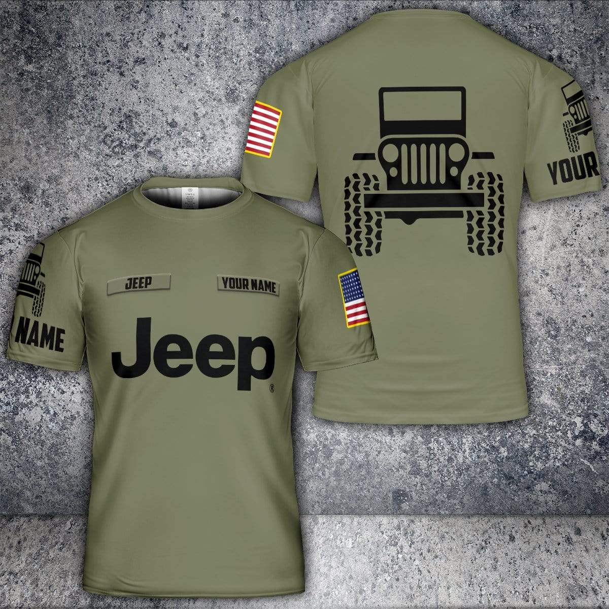 custom-name-simple-jeep-olive-military-color-unisex-3d-t-shirt