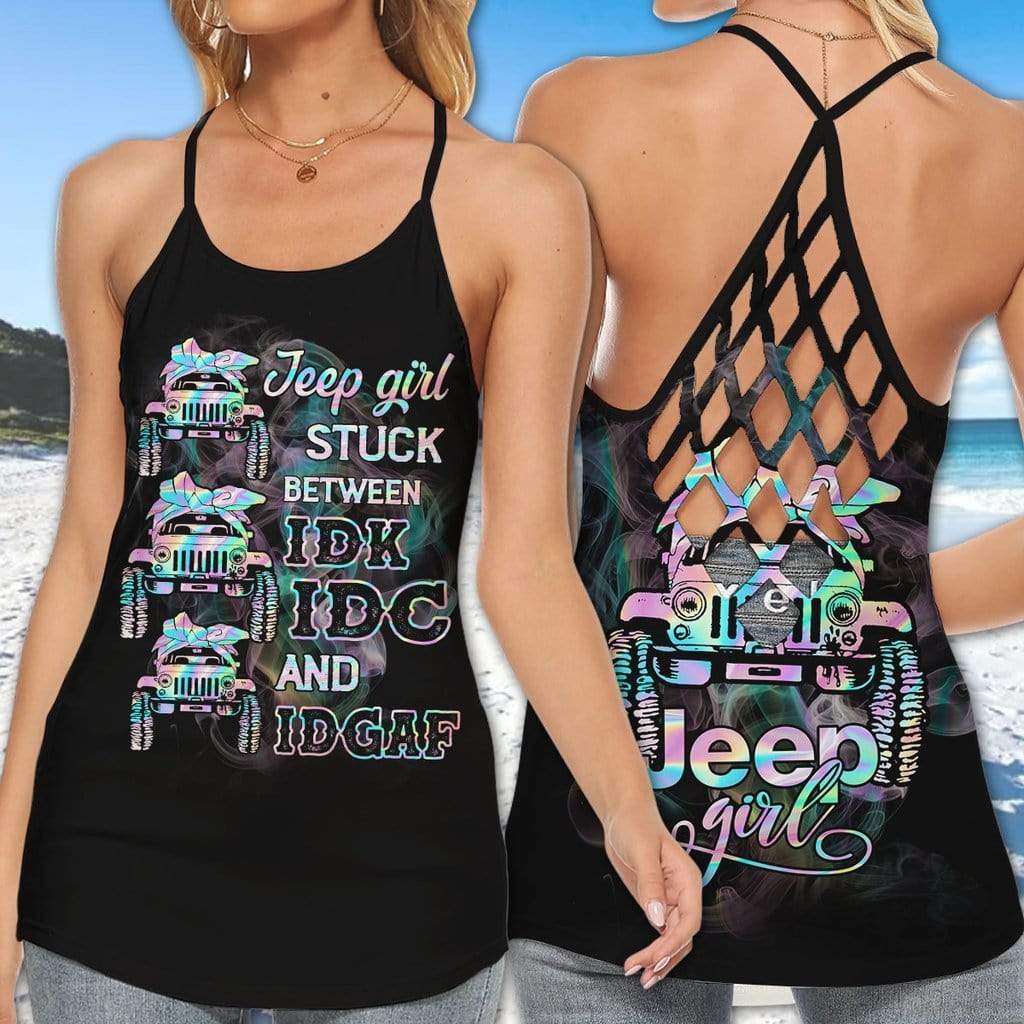 Jeep Girl Stuck Between Hoodie Or Cross Tank Top Or Legging 3D #Kv