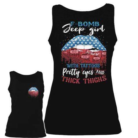 F-Bomb Jeep Girl American Lips Hoodie – Tank Top – Legging 3D