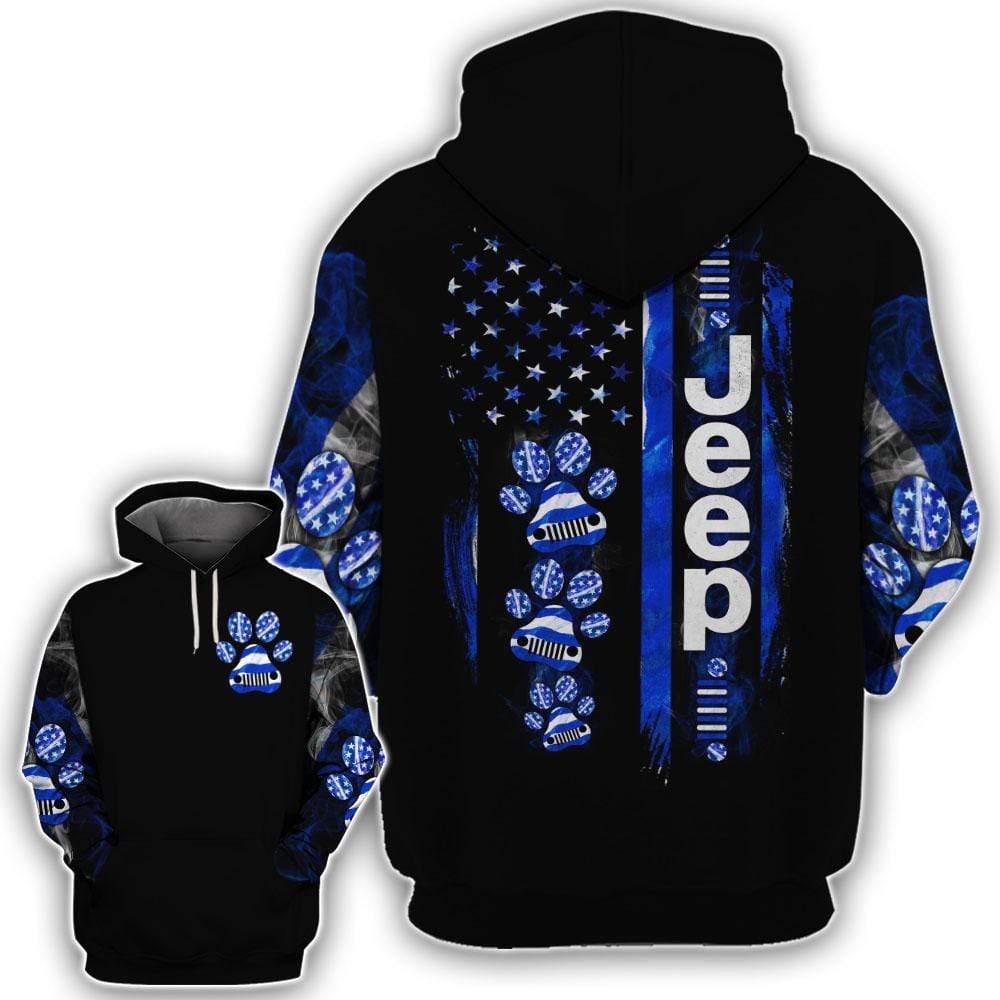 Jeep Dog Thin Blue Line Hoodie Or Cross Tank Top Or Legging 3D #Kv