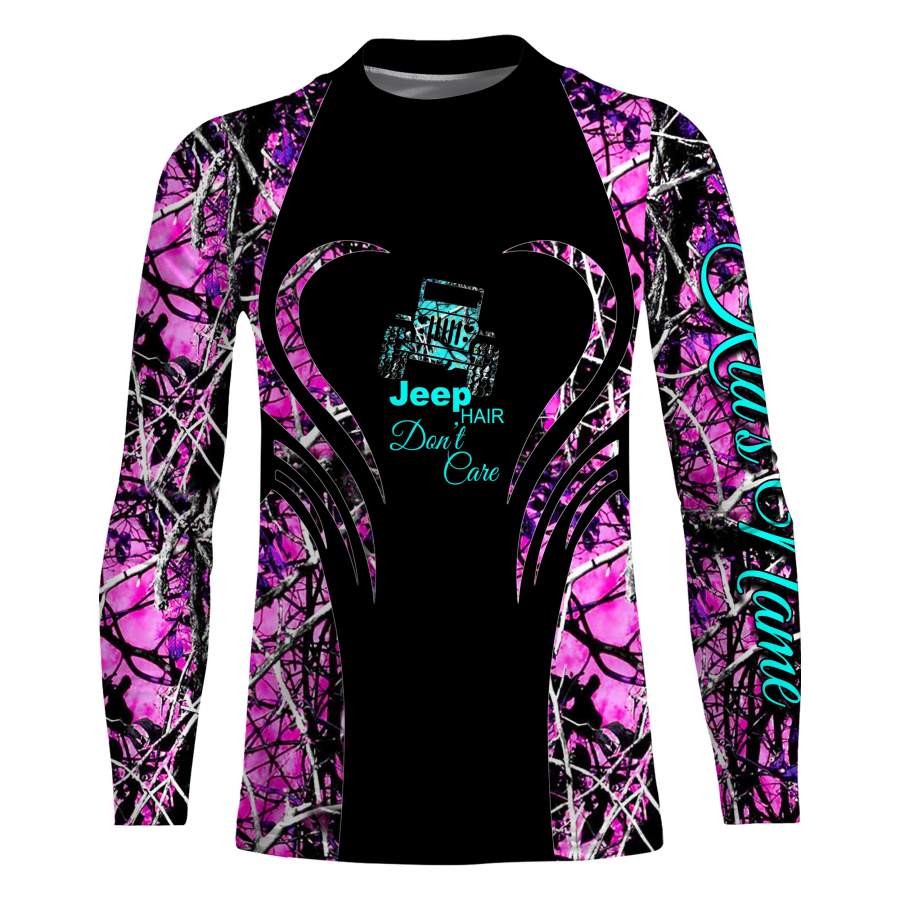 Jeep hair don’t care Serenity and Pink muddy camo Custom Name 3D All over print Hoodie, Long sleeves, Tank top, Leggings – Personalized Jeep clothing for Women – FSD747