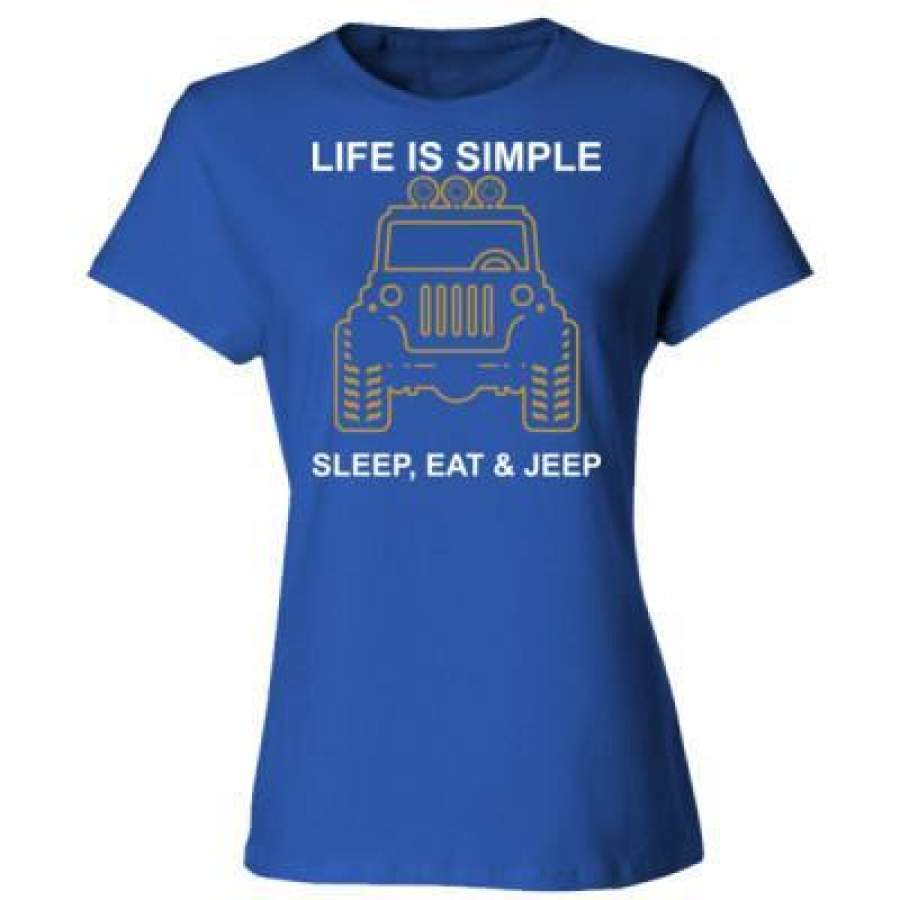 agr-life-is-simple-sleep-eat-and-jeep-ladies-cotton-t-shirt