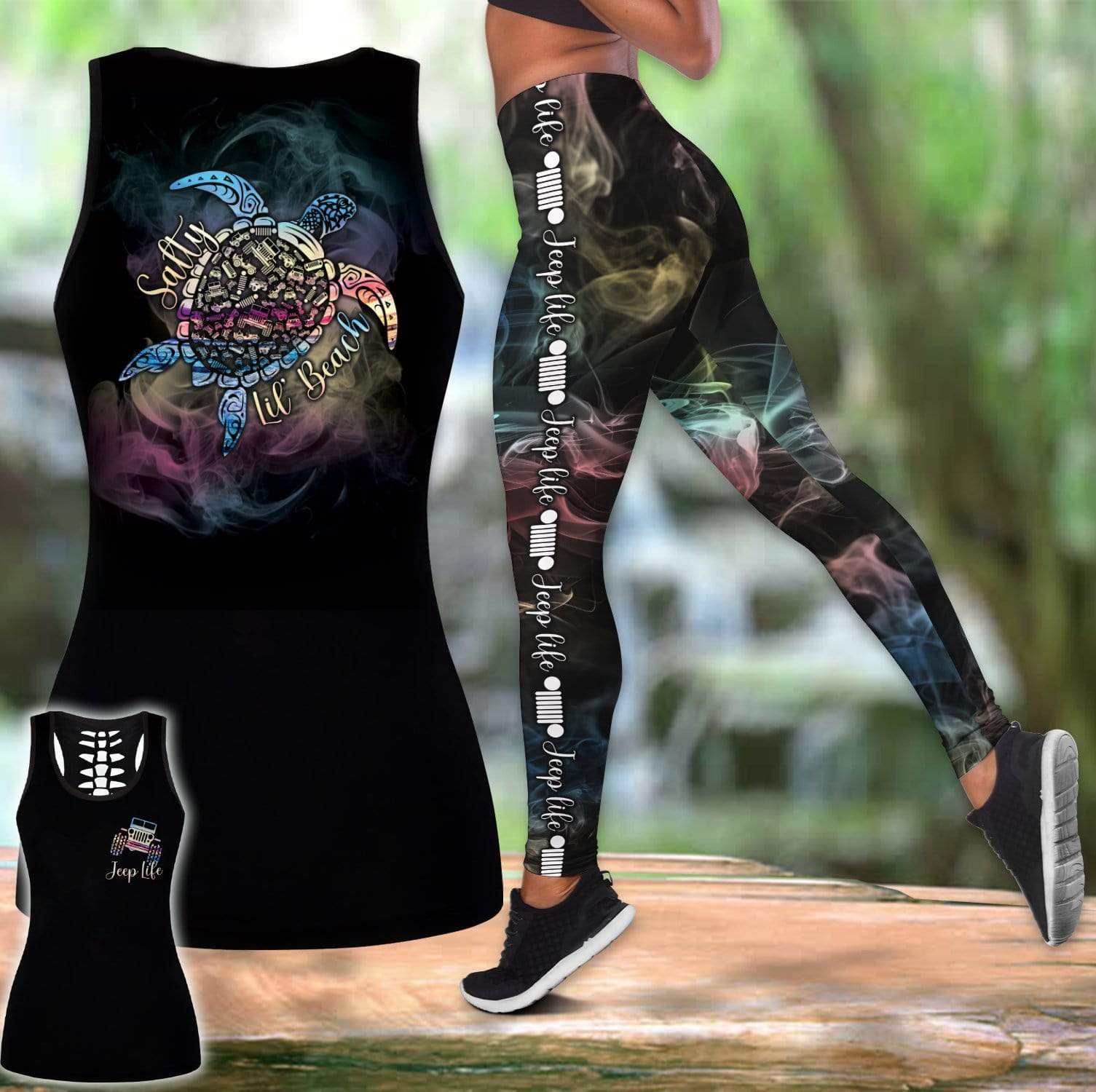 Jeep Beach And Turtle Hoodie Tank Top And Legging 3D #290421V