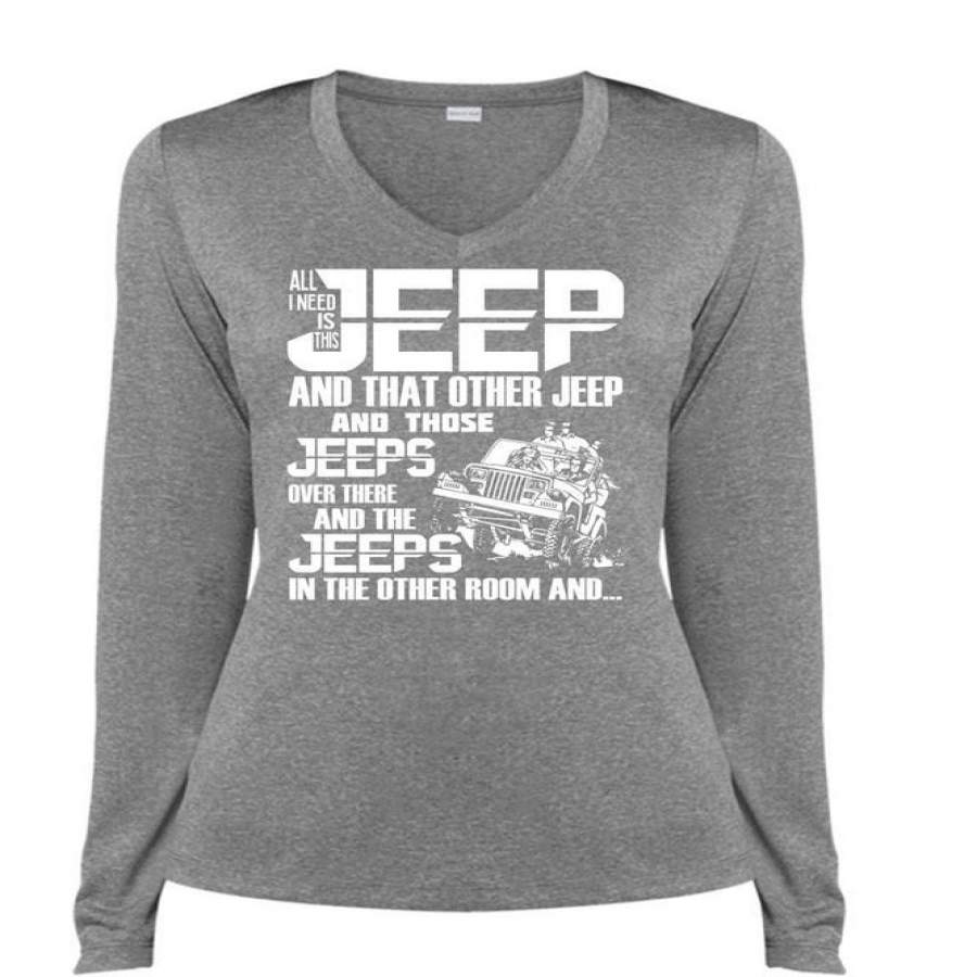 all-i-need-is-this-jeep-t-shirt-jeeps-in-the-other-room-t-shirt-cool-shirt-ladies-ls-heather-v-neck