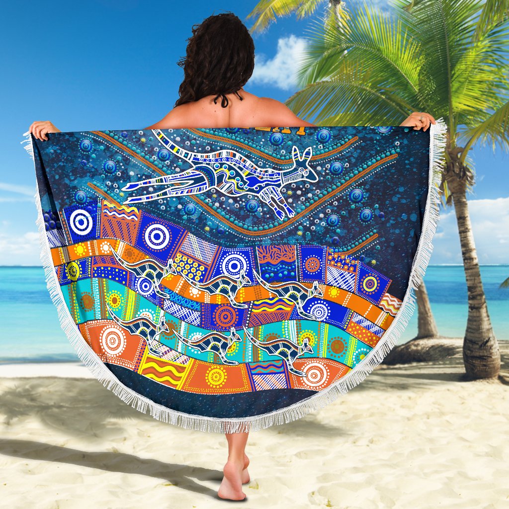 custom-text-beach-blankets-kangaroo-dreaming