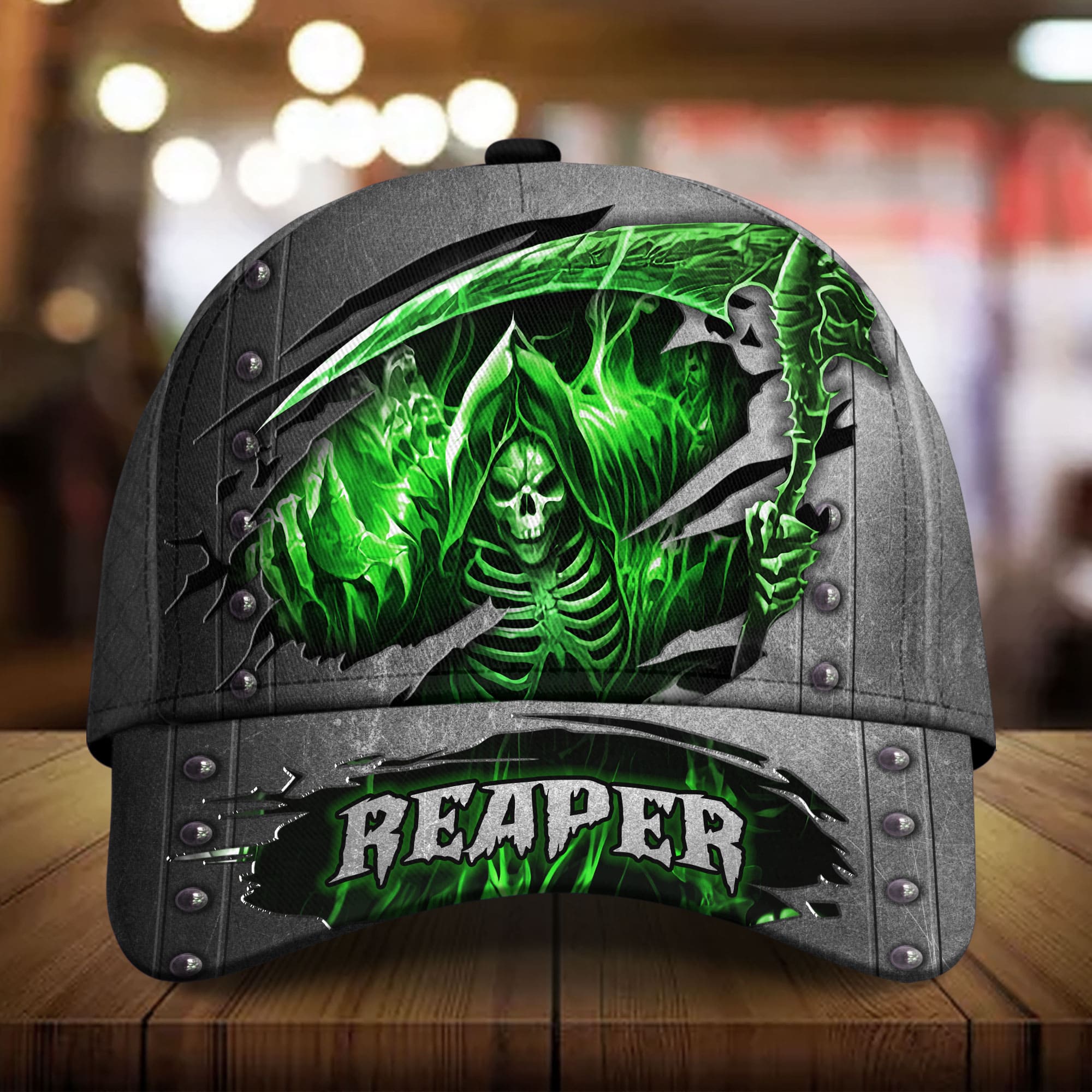 Premium Cool Skull Reaper Art 3D Hat Multicolored