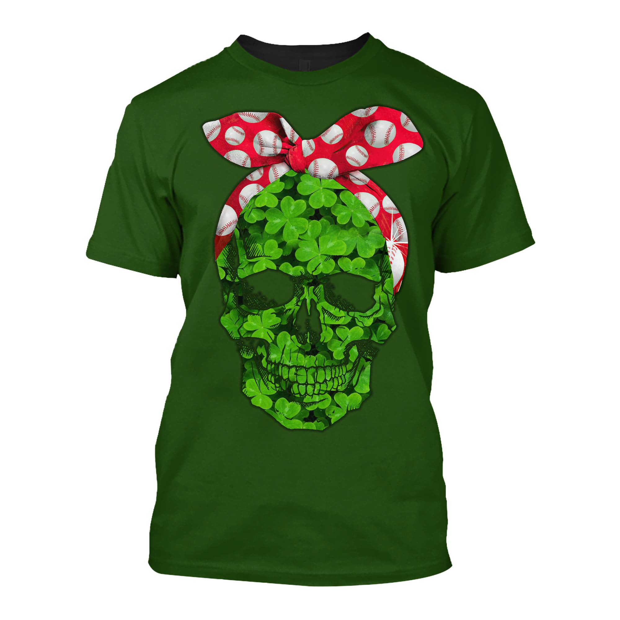 Unisex T Shirt Baseball Mom Green Skull Patrick's Day Printed Shirt