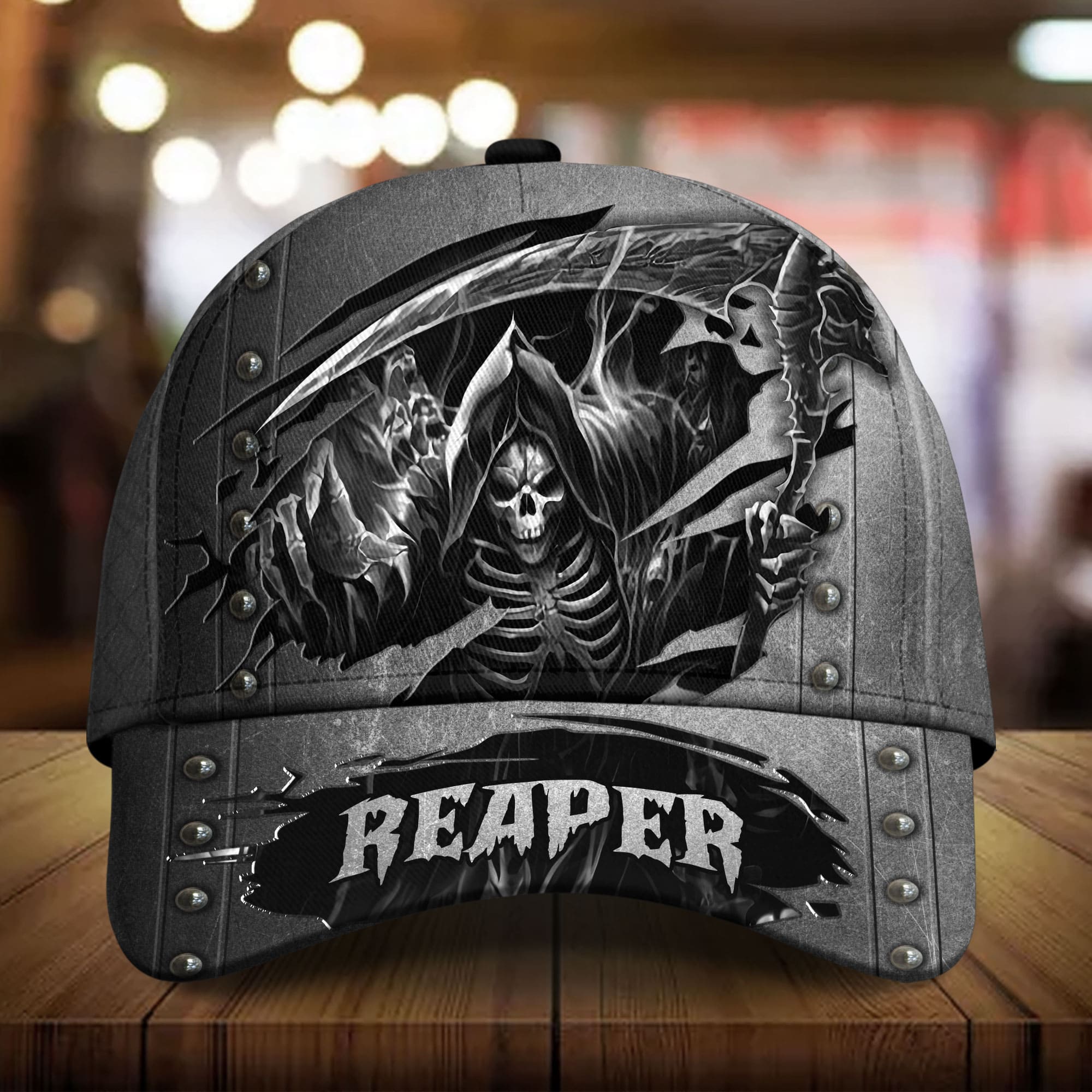 Premium Cool Skull Reaper Art 3D Hat Multicolored