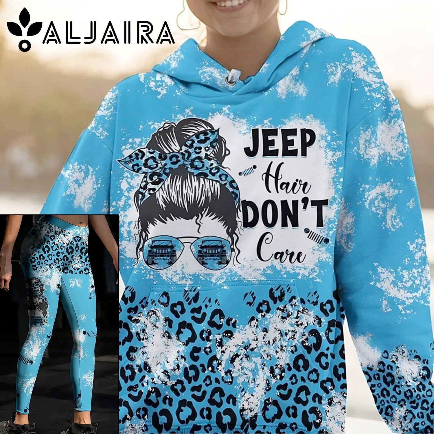 Jeep Hair Don't Care Hoodie - Legging Blue