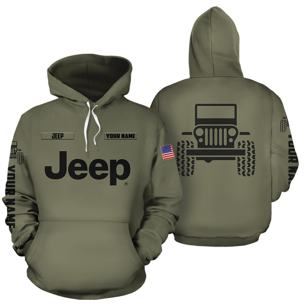 Personalized Custom Name Simple Jeep Olive Hoodie 3d LT11