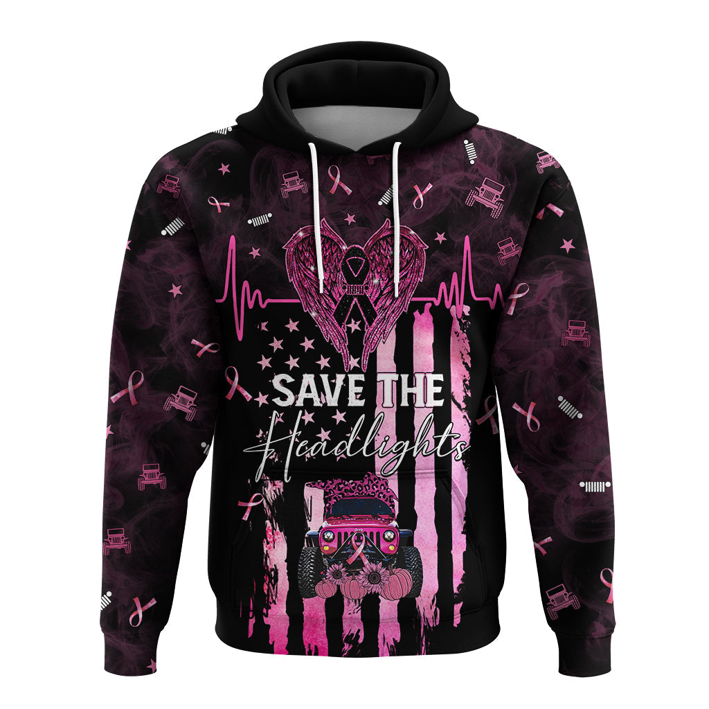 Jeep Heartbeat Breast Cancer Hoodie Save The Headlights LT4