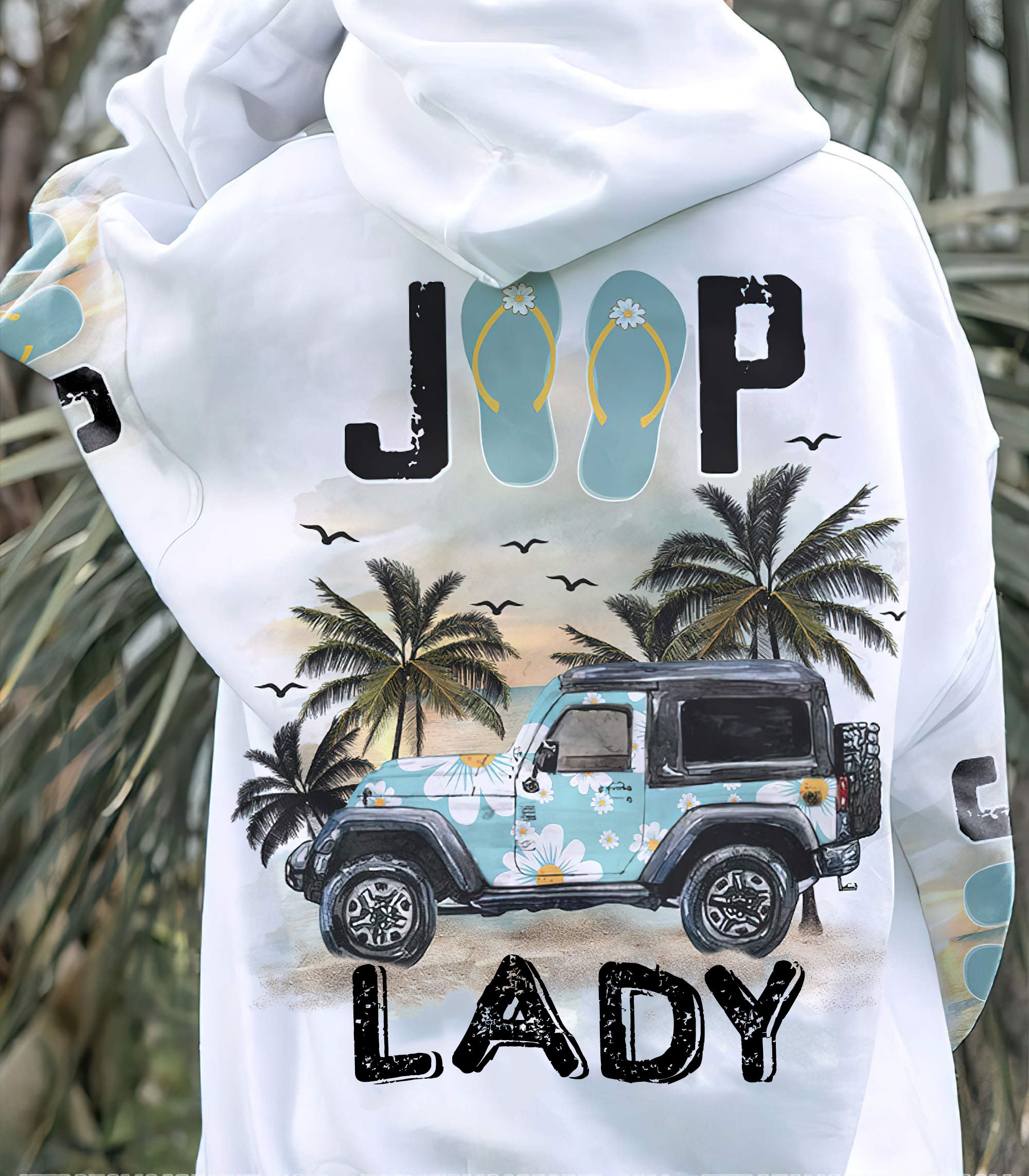 Jeep Lady Flower Flip Flops Hoodie