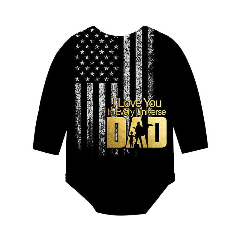 (Custom Personalised) American Flag Father Day Long Sleeve Baby Suit