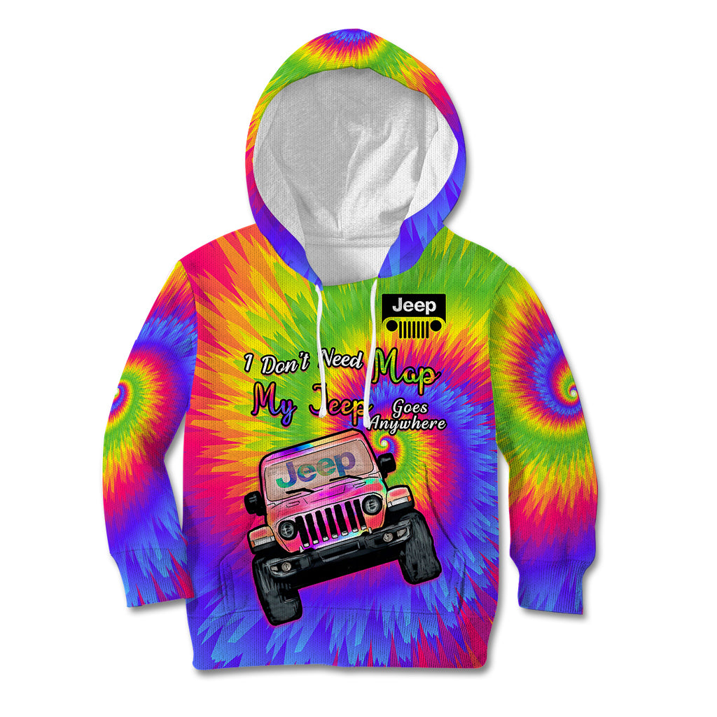 i-dont-need-map-my-jeep-goes-anywhere-kid-hoodie-tie-dye-special-version