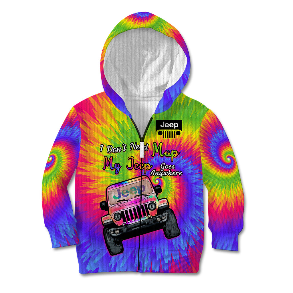 i-dont-need-map-my-jeep-goes-anywhere-kid-hoodie-tie-dye-special-version