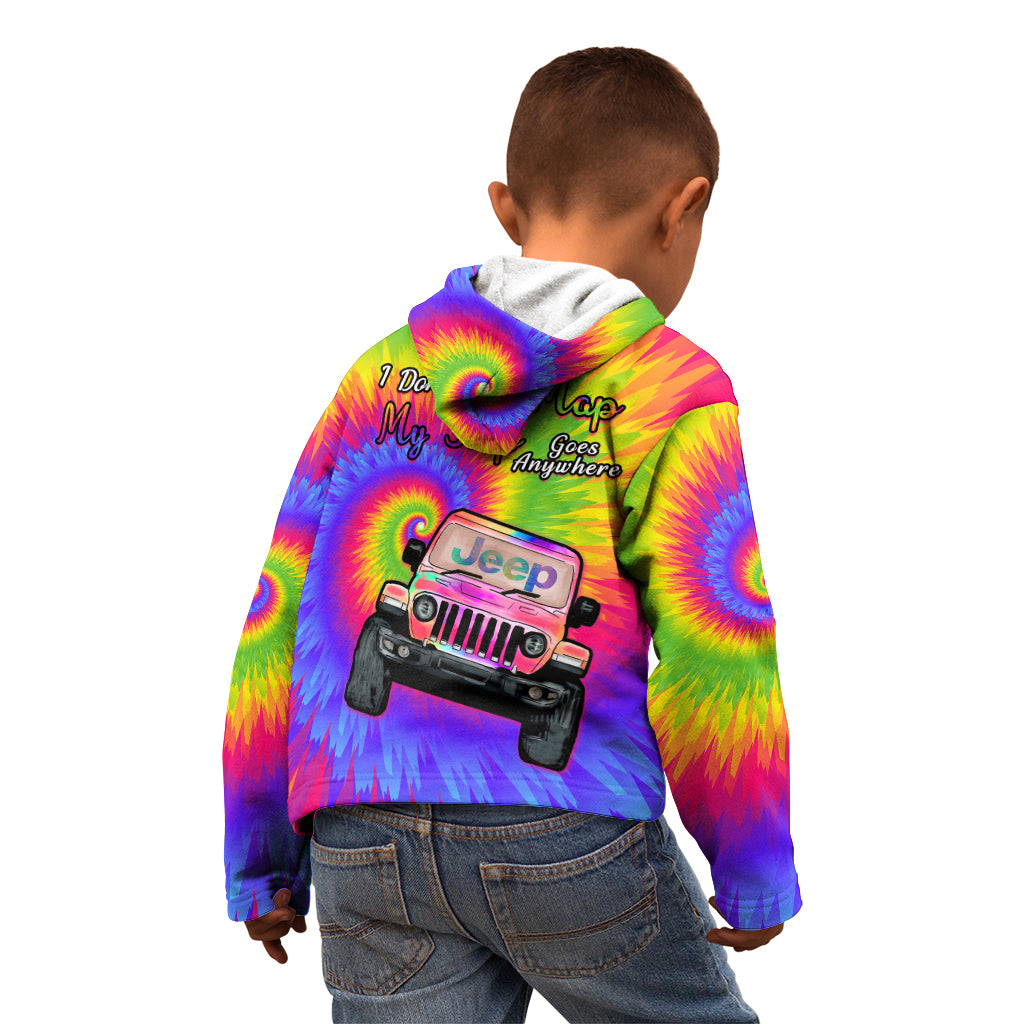 i-dont-need-map-my-jeep-goes-anywhere-kid-hoodie-tie-dye-special-version