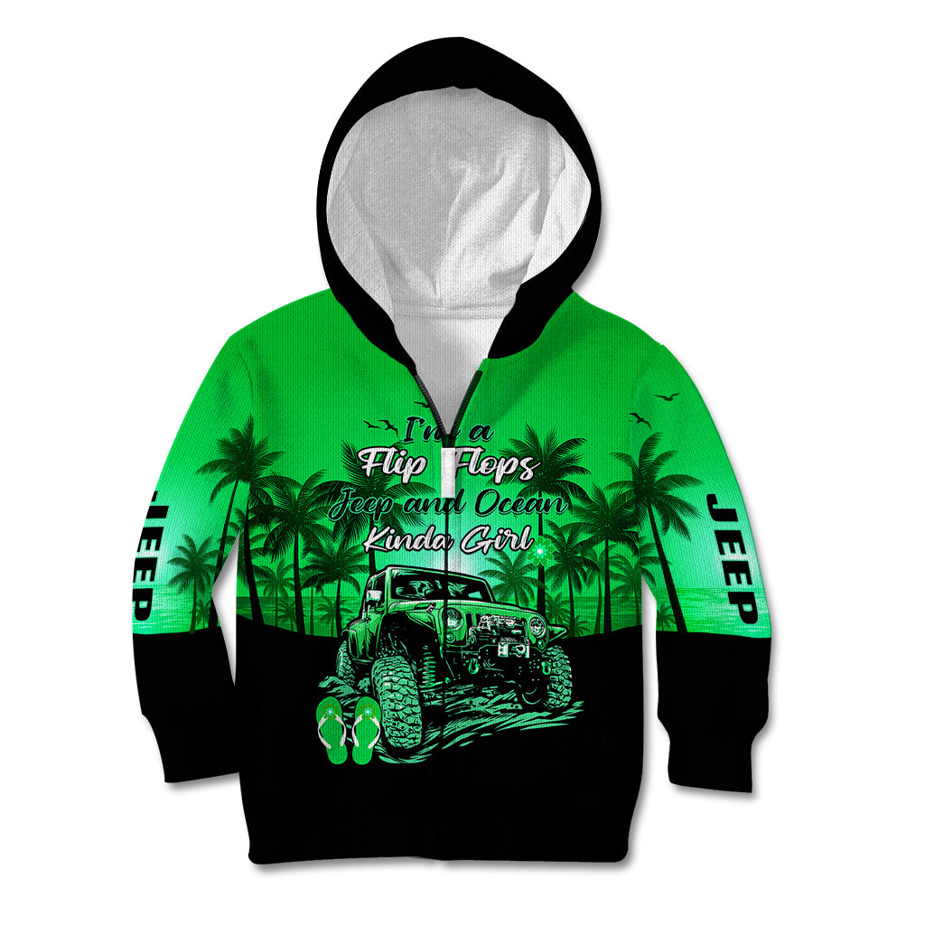 jeep-kid-hoodie-im-a-flip-flops-and-jeep-kinda-girl-green