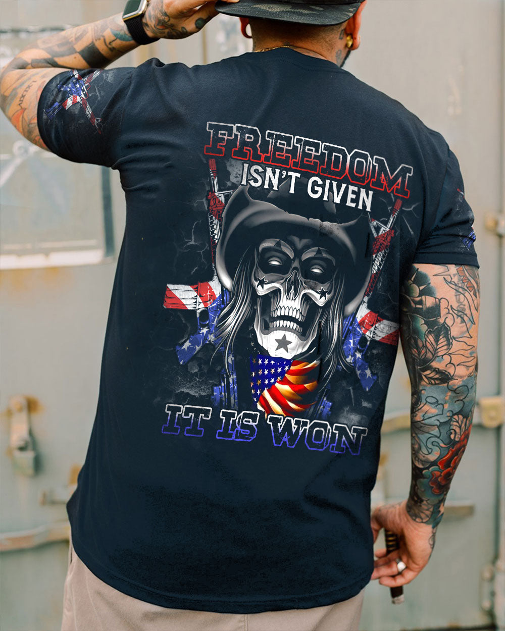 freedom-isnt-given-skull-mens-patriotic-t-shirt