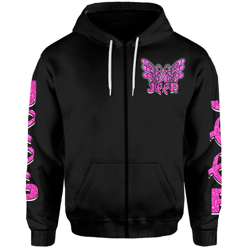 breast-cancer-hoodie-no-one-alone-butterfly-jeep