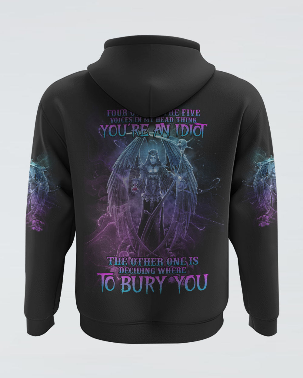 four-out-of-the-five-voices-in-my-head-think-youre-an-idiot-womens-skull-hoodie