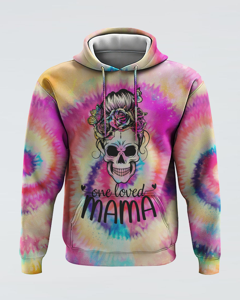 one-loved-mama-messy-bun-tie-dye-womens-skull-hoodie