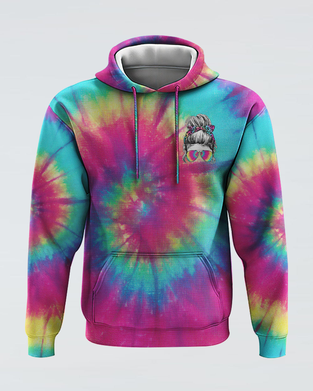 one-loved-mama-messy-bun-tie-dye-womens-skull-hoodie