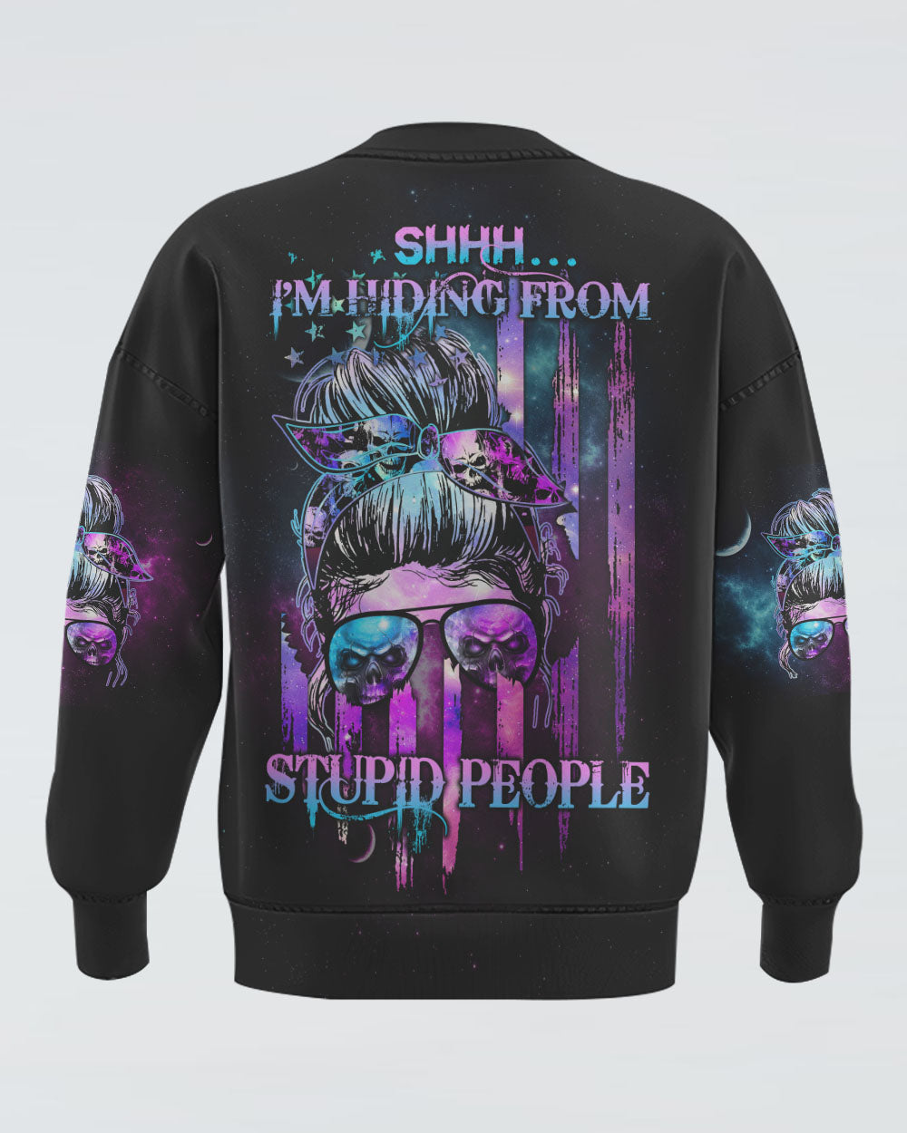 shhh-im-hiding-from-stupid-people-womens-skull-sweatshirt