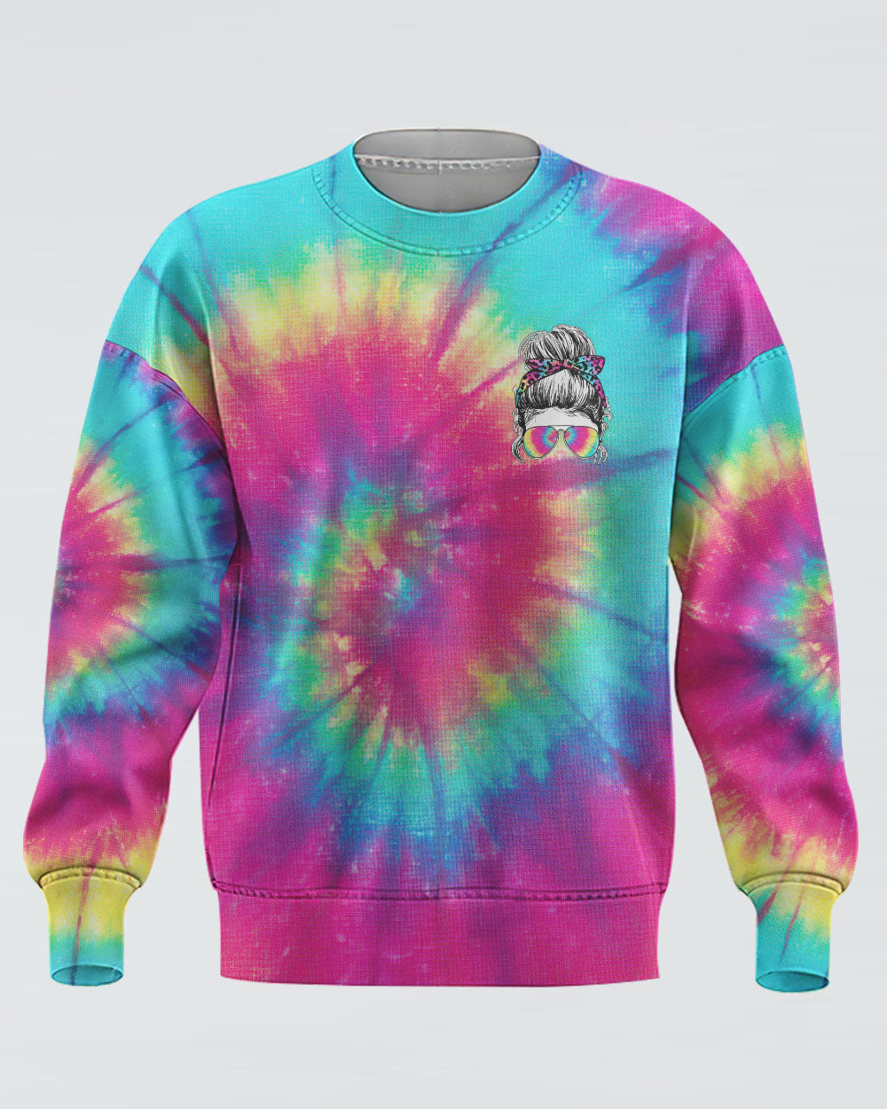 one-loved-mama-messy-bun-tie-dye-womens-skull-sweatshirt