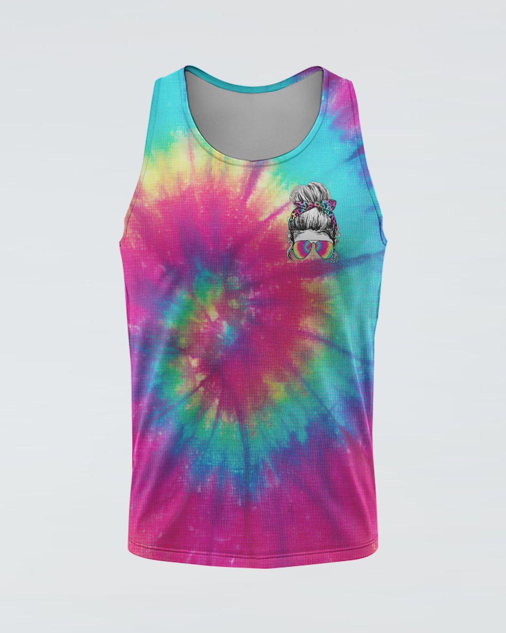 one-loved-mama-messy-bun-tie-dye-womens-skull-tank-top