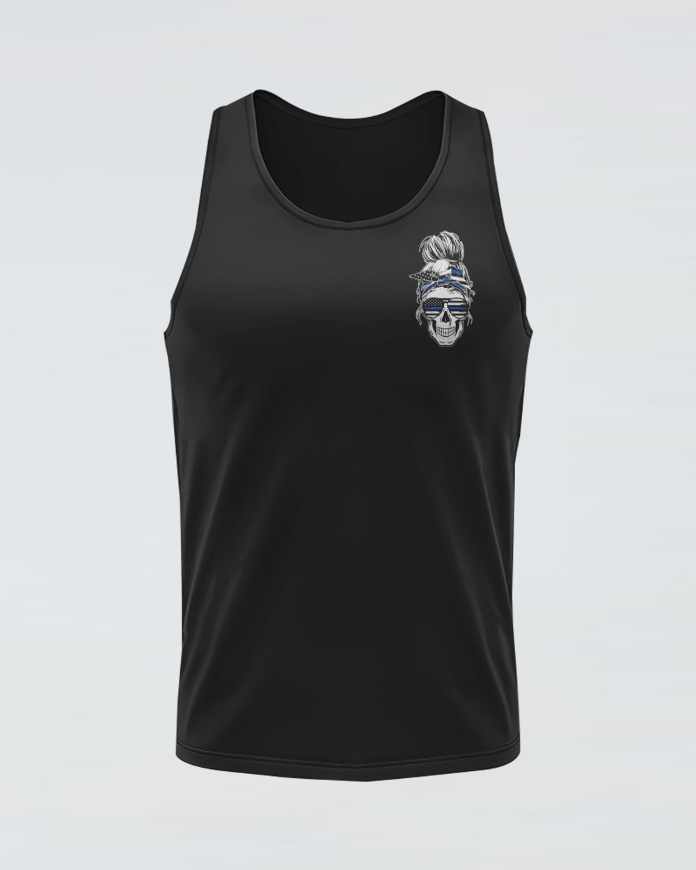 your-first-mistake-was-thinking-thin-blue-line-messy-bun-womens-skull-tank-top