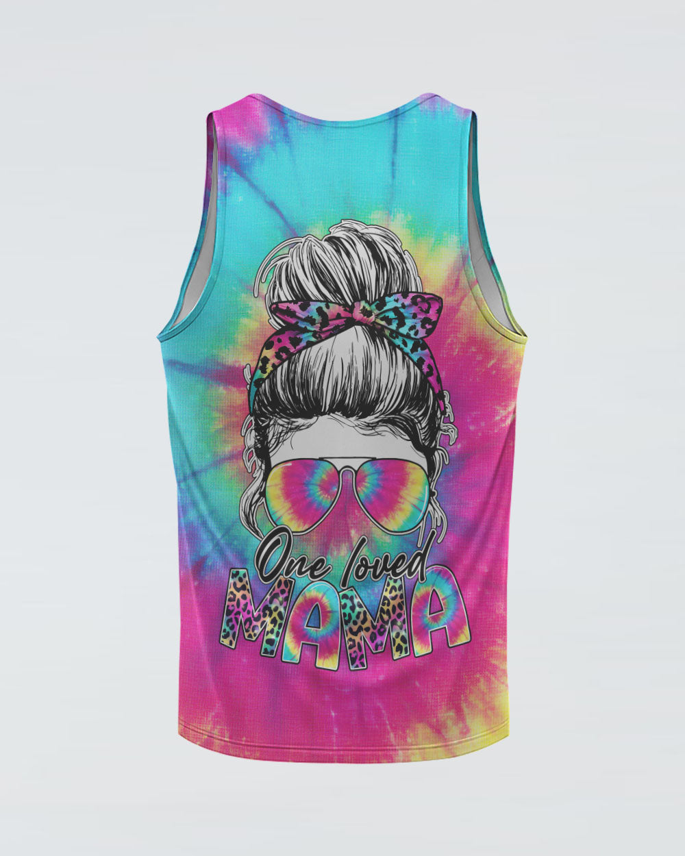 one-loved-mama-messy-bun-tie-dye-womens-skull-tank-top