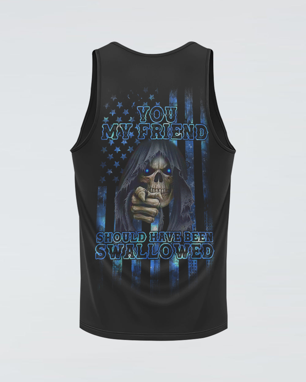 you-my-friend-should-have-been-swallowed-flag-mens-skull-tank-top