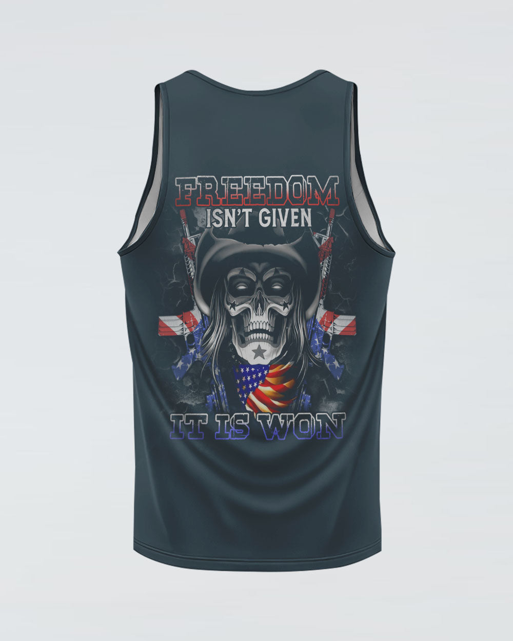 freedom-isnt-given-skull-mens-patriotic-tank-top