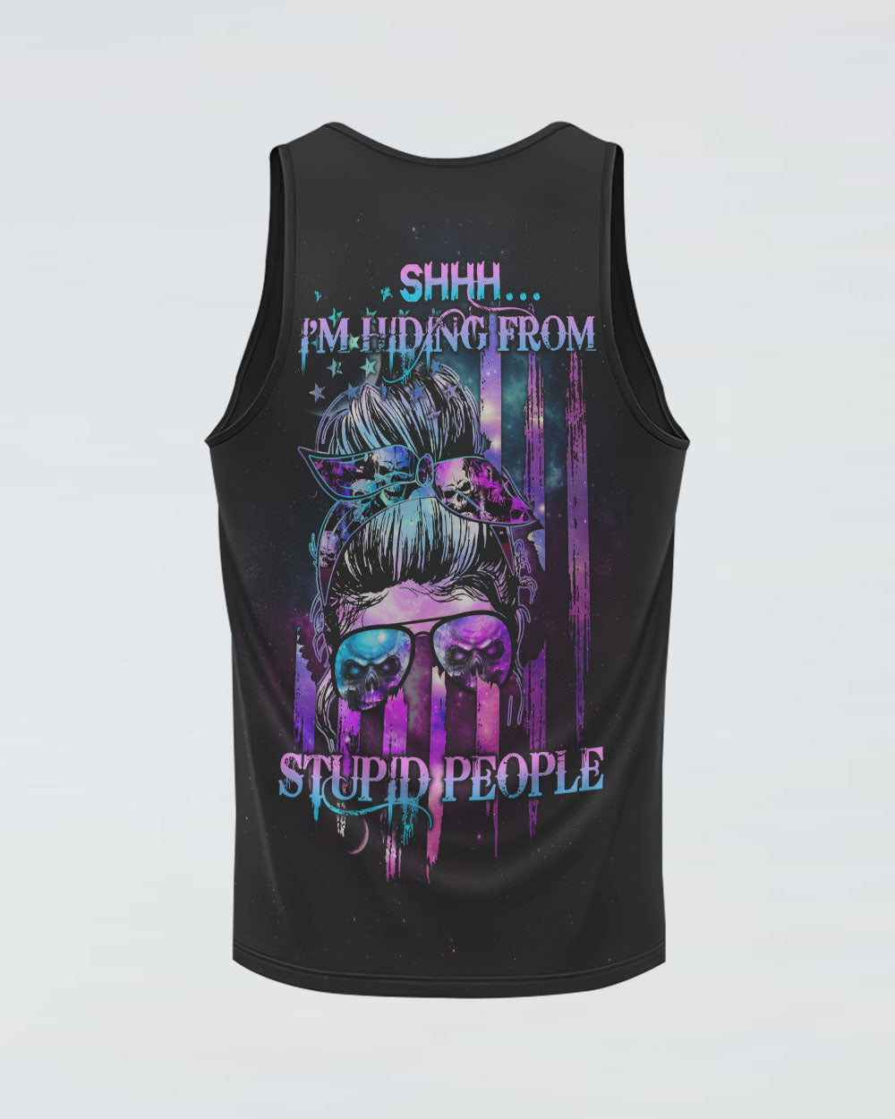 shhh-im-hiding-from-stupid-people-womens-skull-tank-top