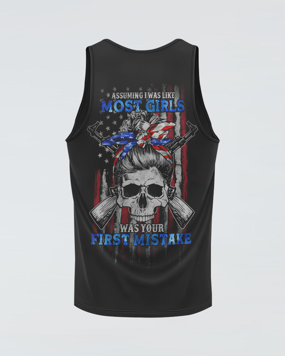 assuming-i-was-like-most-girls-messy-bun-skull-womens-patriotic-tank-top