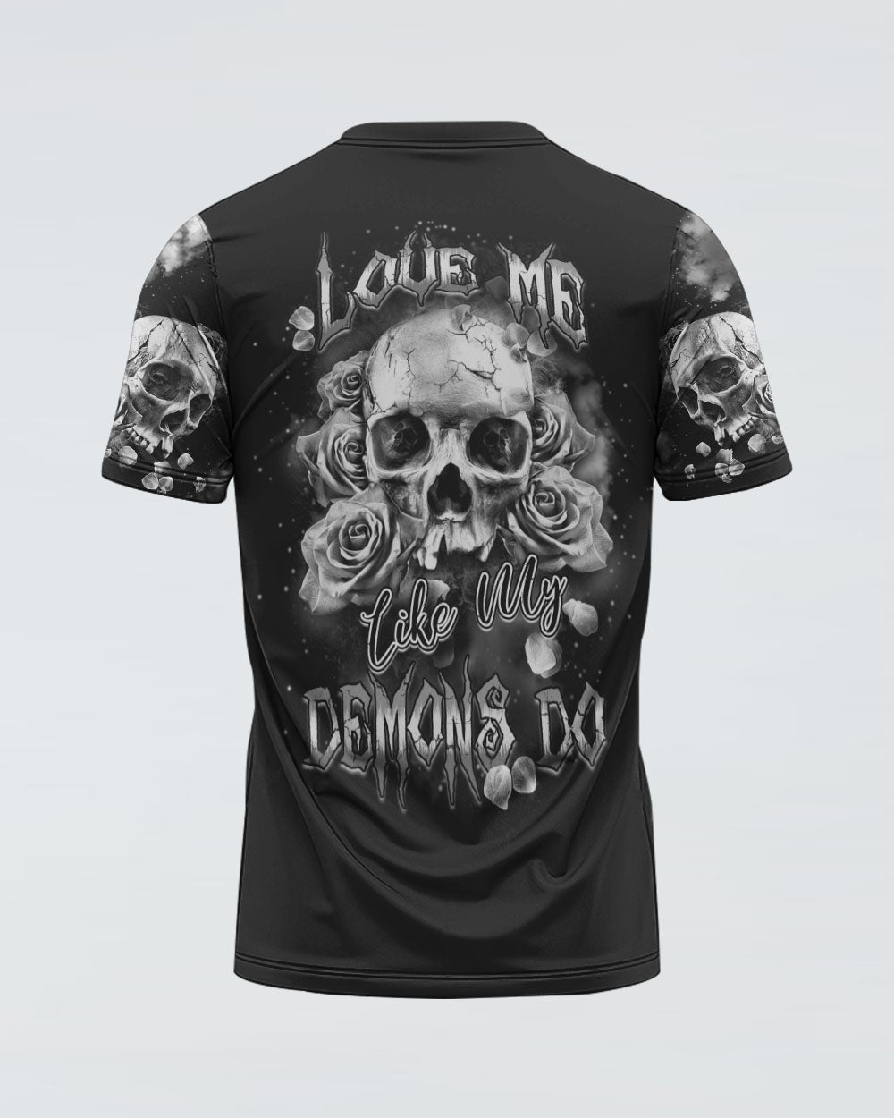 love-me-like-my-demons-do-black-and-white-rose-womens-skull-t-shirt