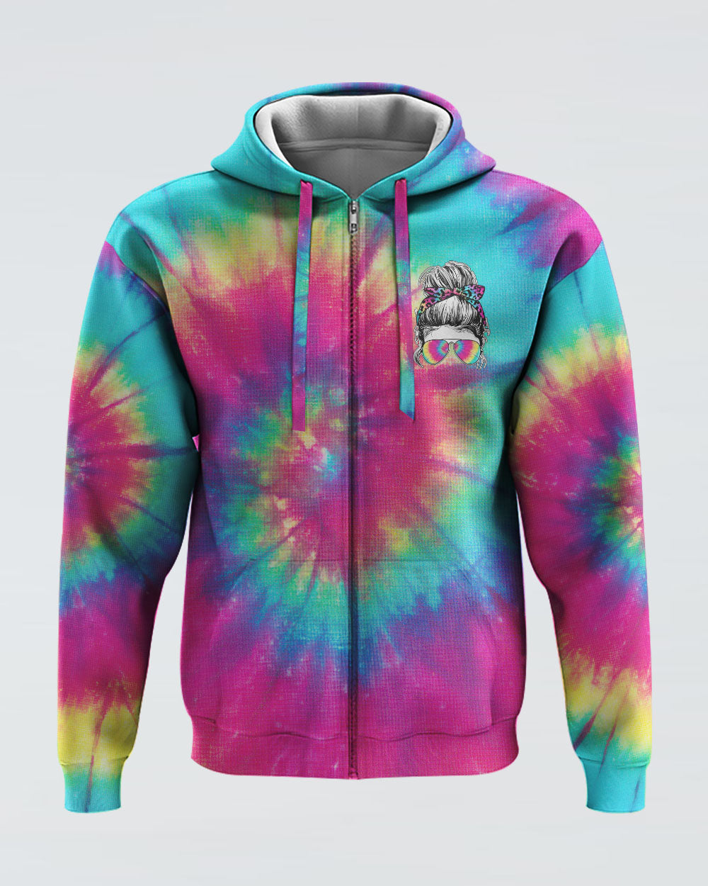 one-loved-mama-messy-bun-tie-dye-womens-skull-hoodie