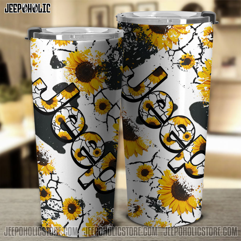 Jeep Sunflower Crack Tumbler