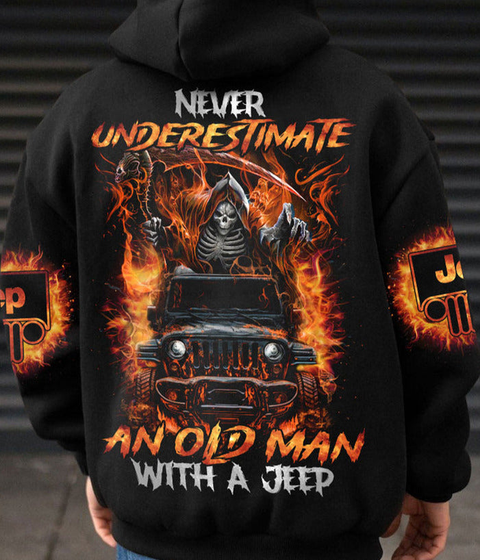 Never Underestimate An Old Man Jeep Hoodie Reaper