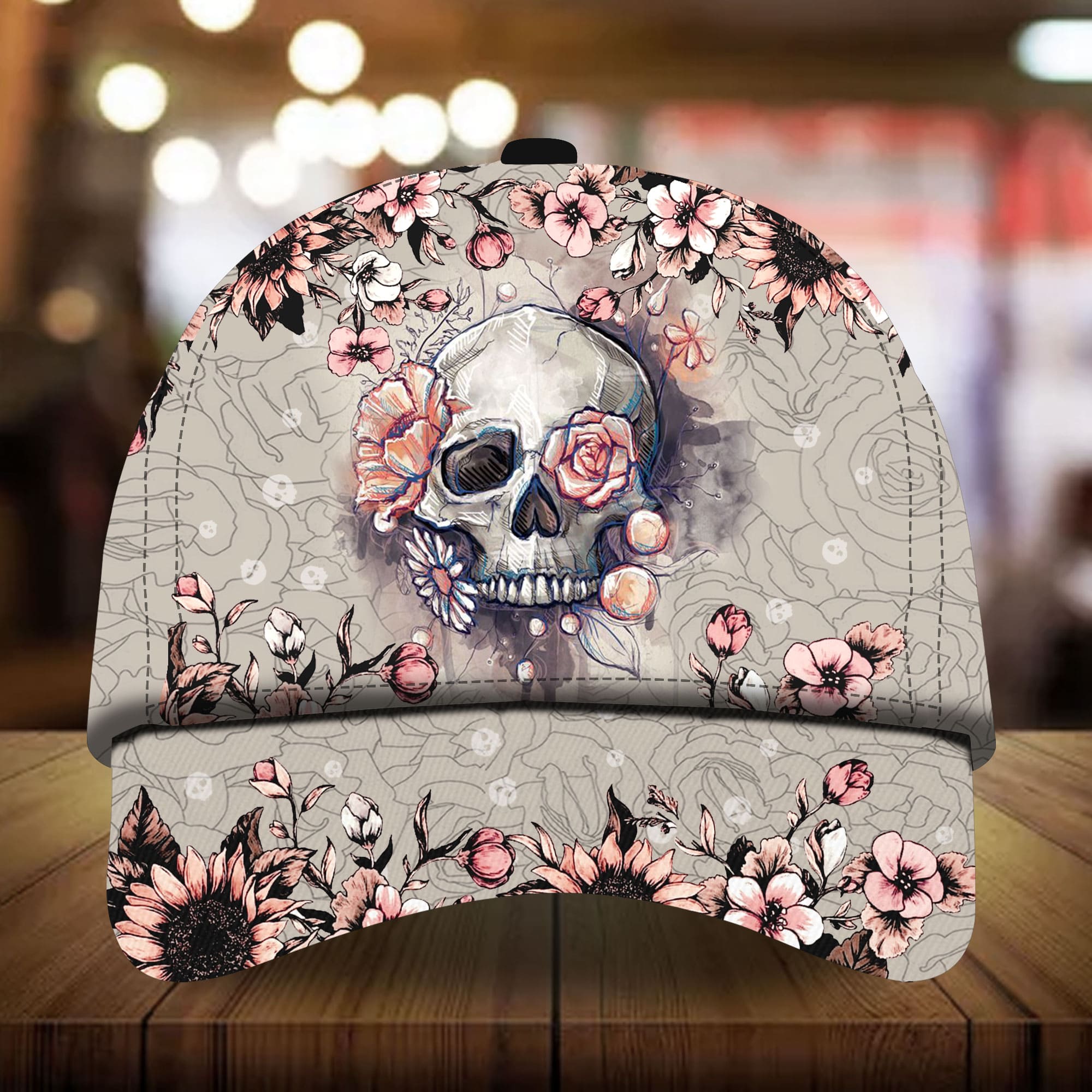 Premium Woman Skull Flower 3D Hats For Skull Lovers Personalized