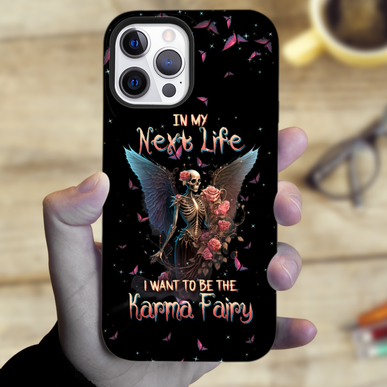 Karma Fairy Skull Skeleton Rose Phone Case