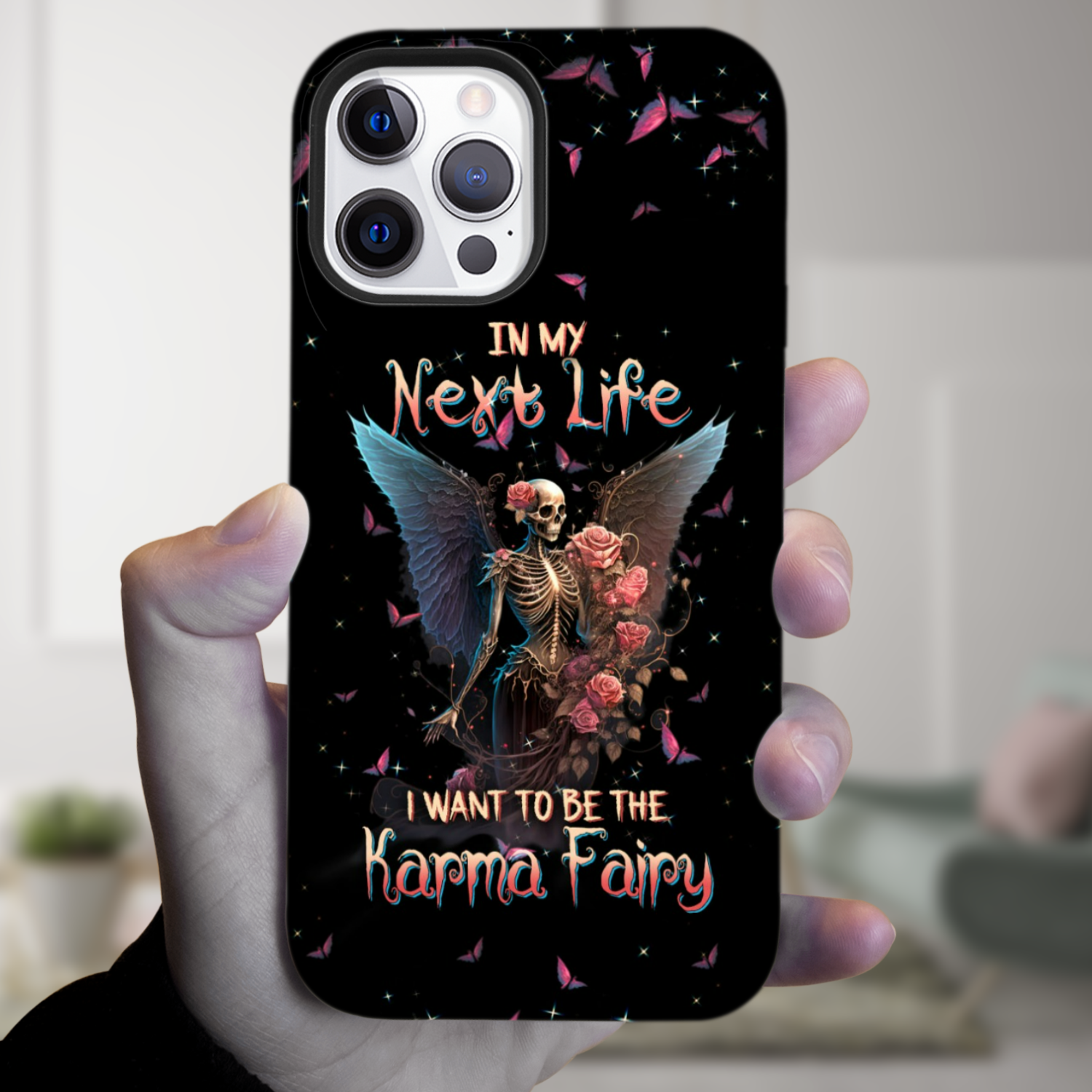 Karma Fairy Skull Skeleton Rose Phone Case