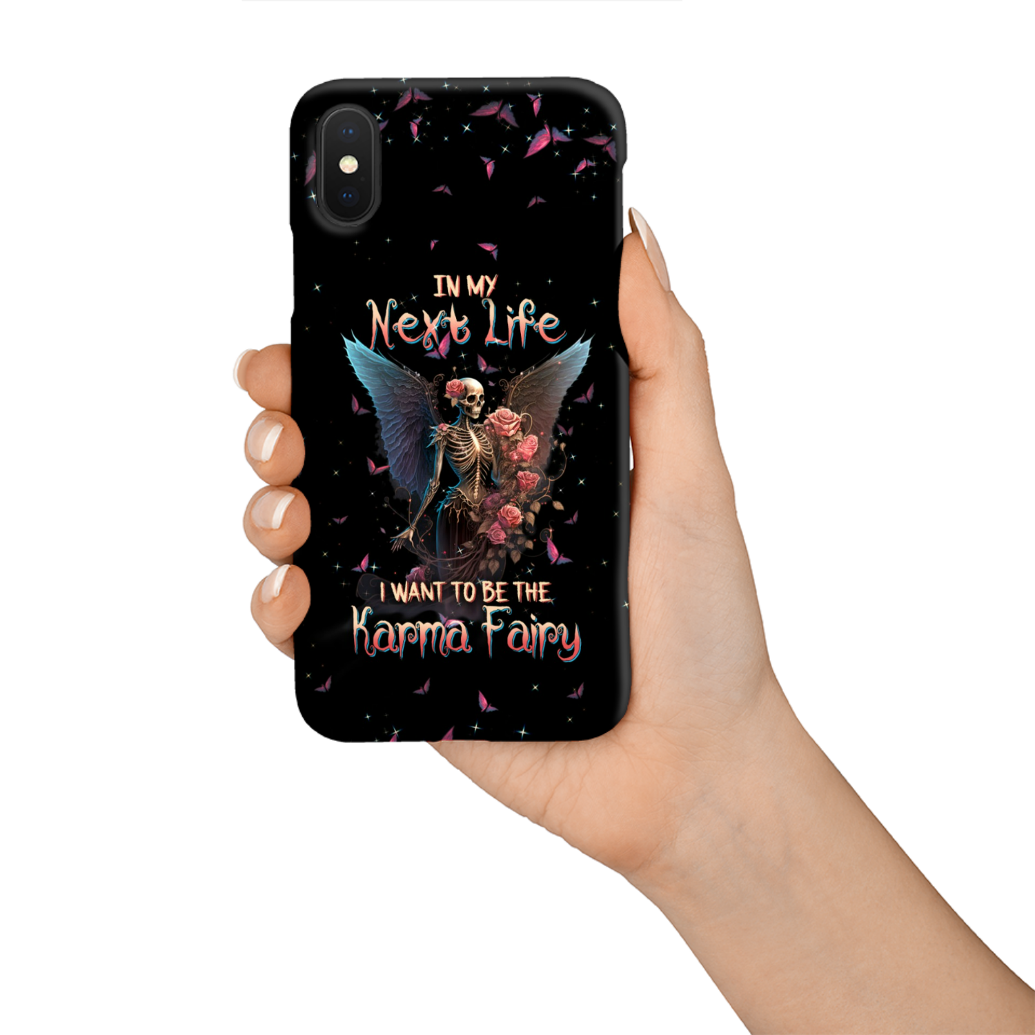 Karma Fairy Skull Skeleton Rose Phone Case