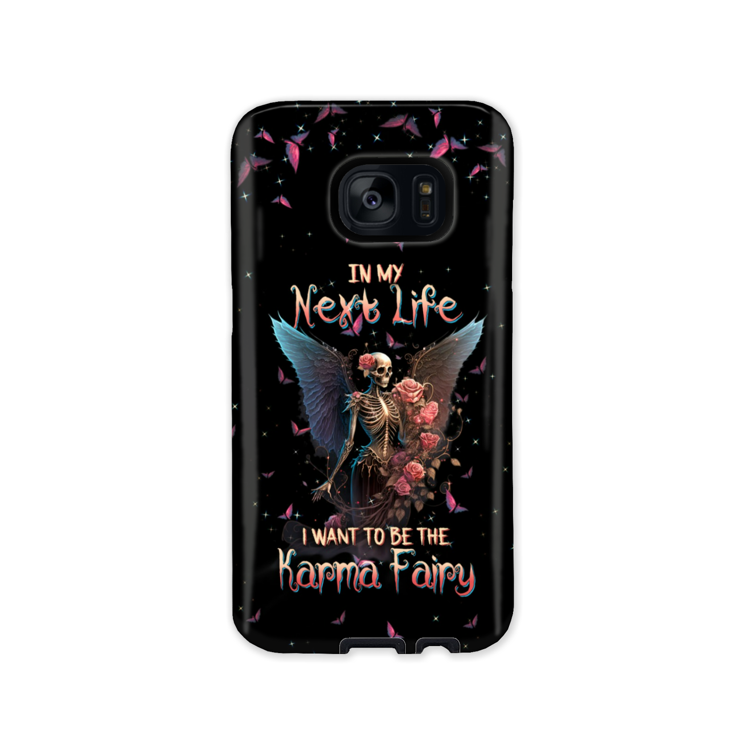 Karma Fairy Skull Skeleton Rose Phone Case