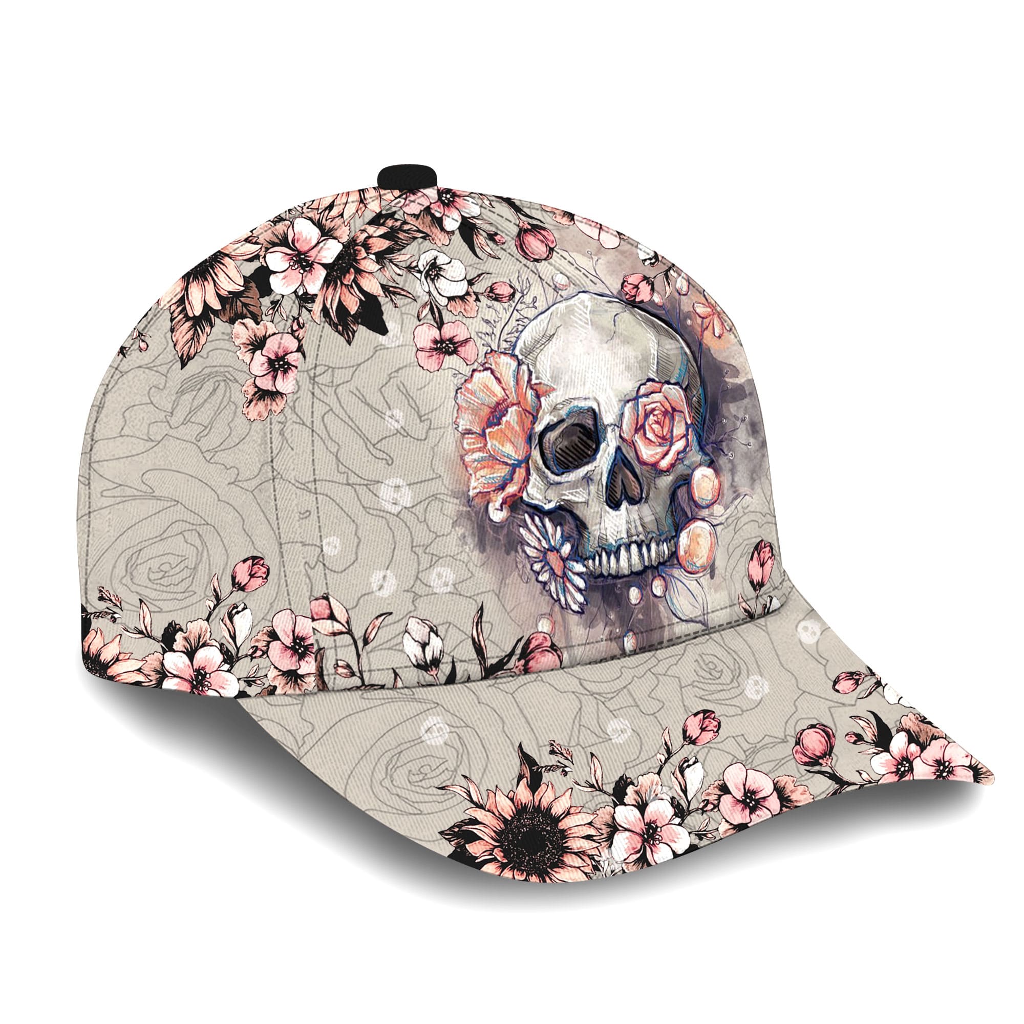 Premium Woman Skull Flower 3D Hats For Skull Lovers Personalized