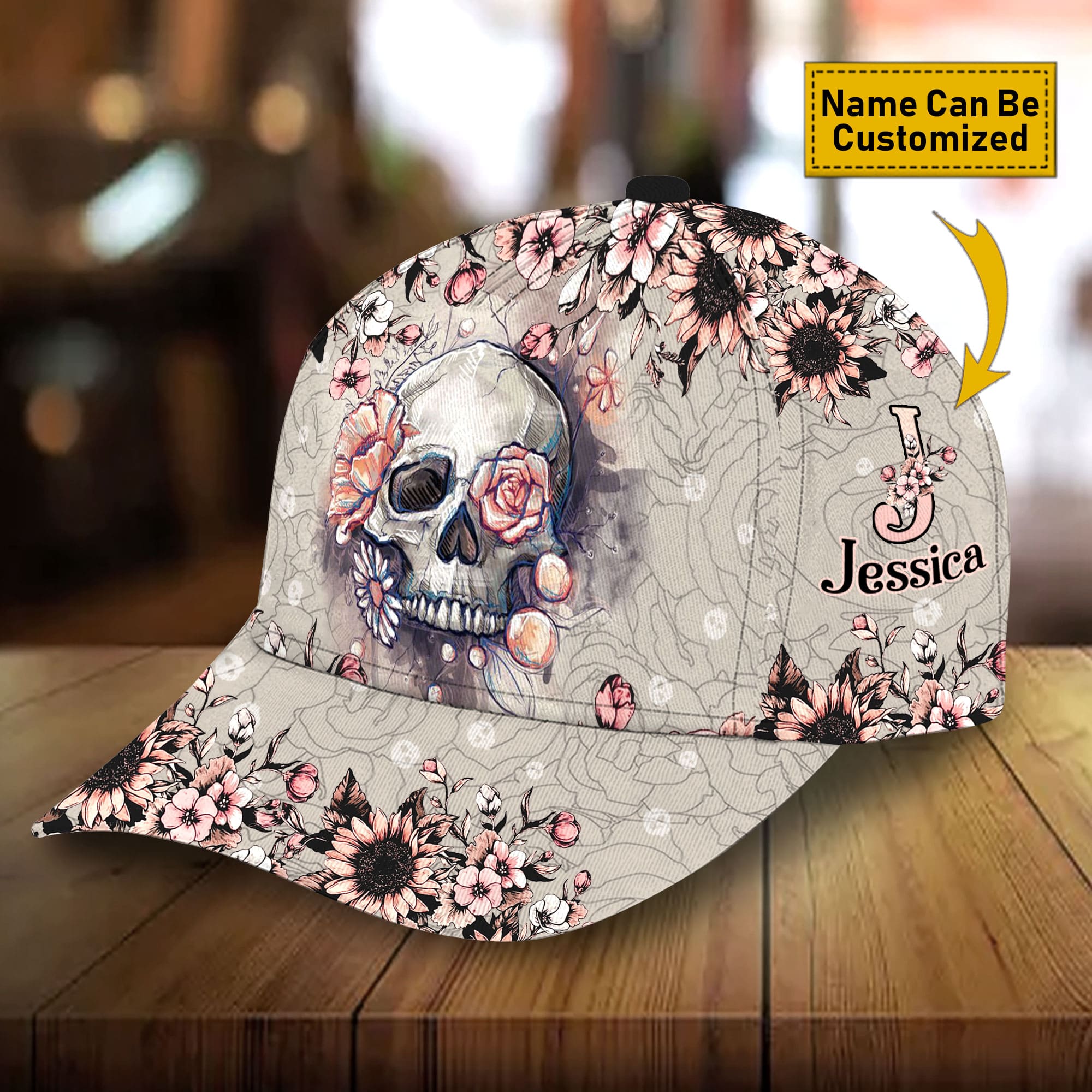 Premium Woman Skull Flower 3D Hats For Skull Lovers Personalized