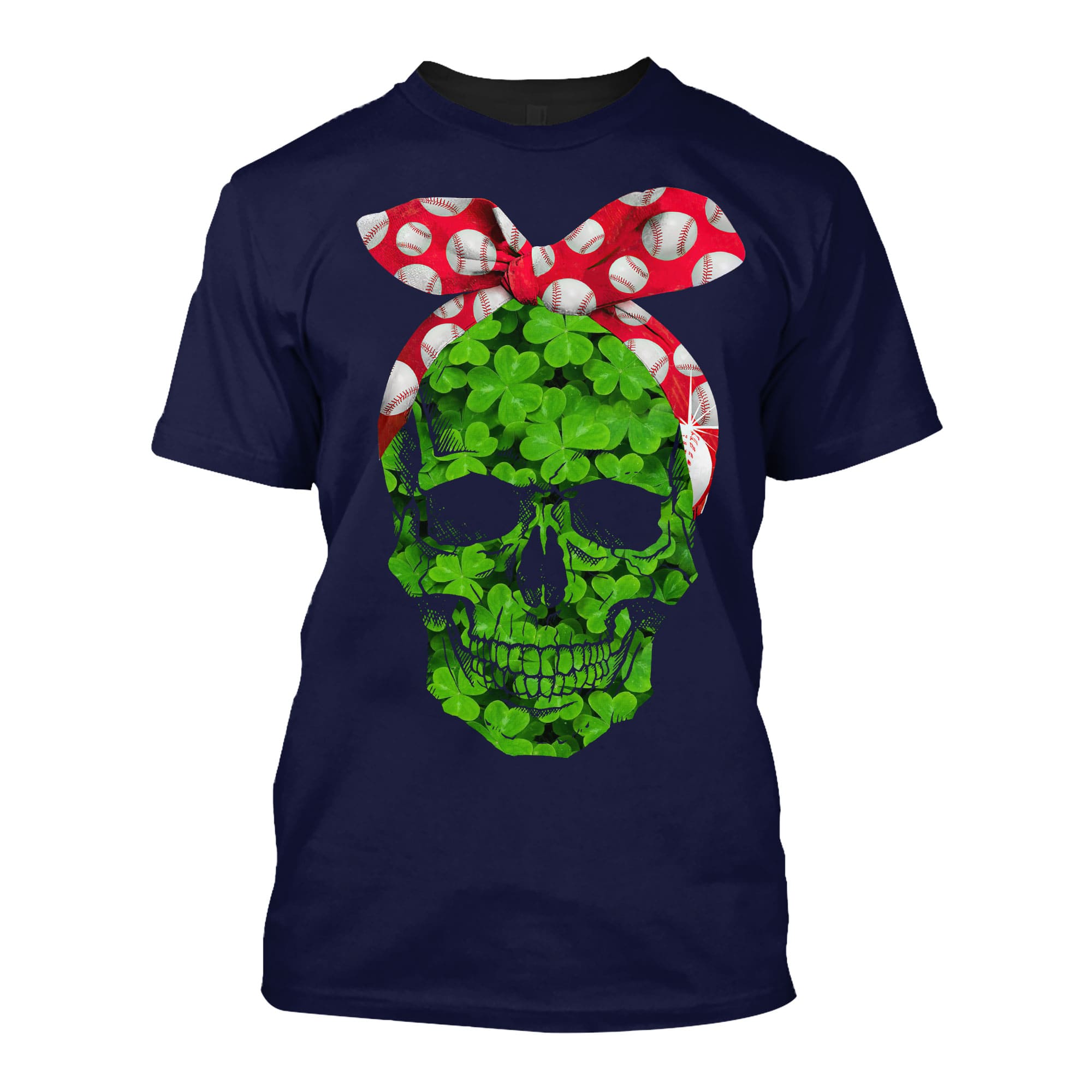 Unisex T Shirt Baseball Mom Green Skull Patrick's Day Printed Shirt