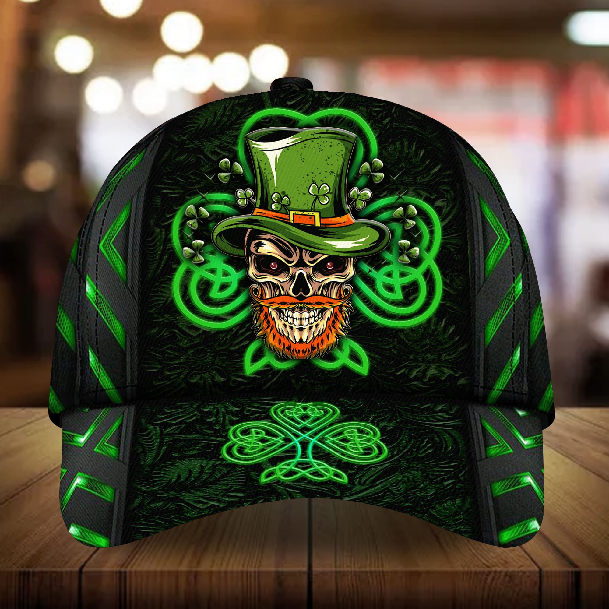 Premium Unique Cap Shenanigan Skull Green Irish Full Printed 3D Hat